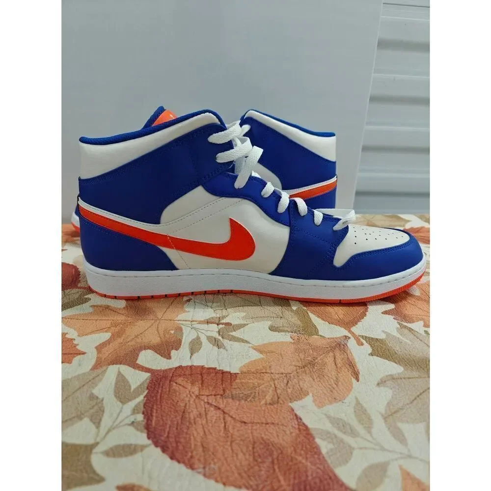 Nike Air Jordan 1 Mid Knicks Blue Orange FD1029-400 Men's Shoes Size 17